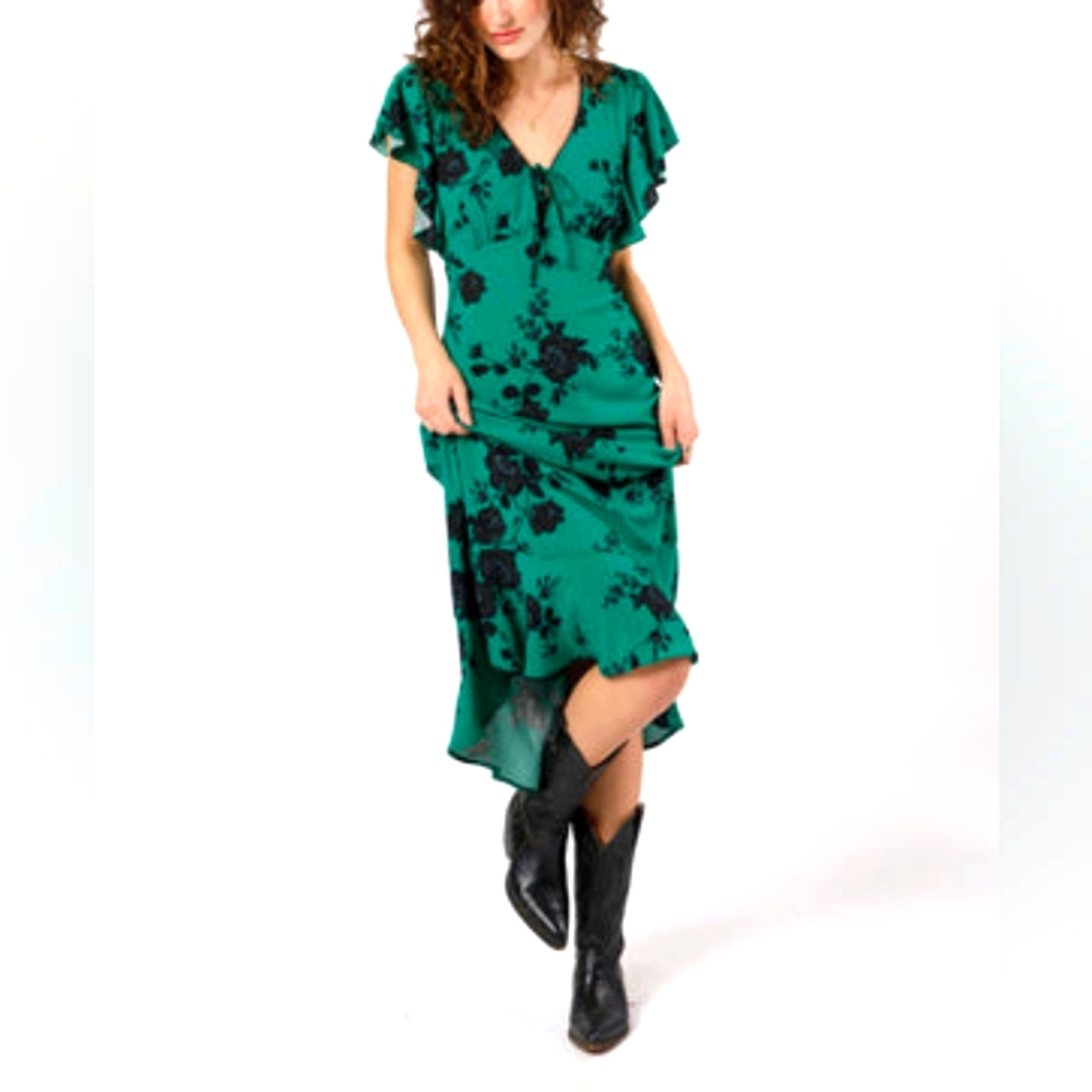 REBA EMERALD FLORAL MAXI DRESS